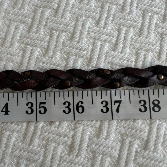 VINTAGE Dark Brown Braided Western Boho Belt - Picture 6 of 7